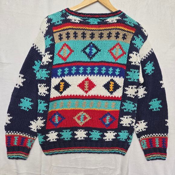 Woolrich Womens Vintage 90s Nordic Cottage Cabin Snow Colorful Knit Sweater S - Picture 6 of 10